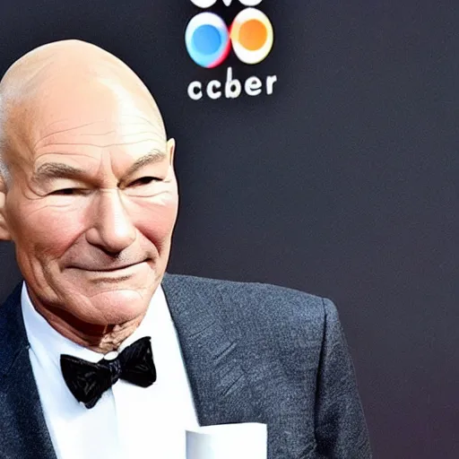Prompt: patrick stewart with a sick mullet