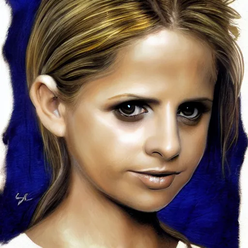 Prompt: sarah michelle gellar buffy realistic art studio photography