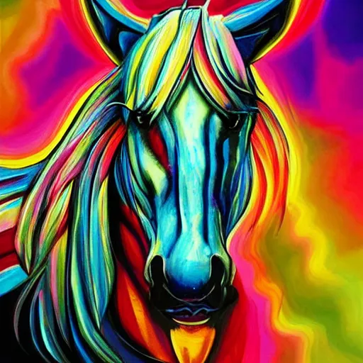 Image similar to psychedelic portrait of a horse in space, concept art, highly detailed