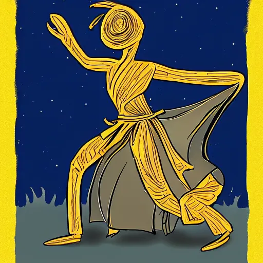 Prompt: a mummy dances, graphic novel style by joann sear