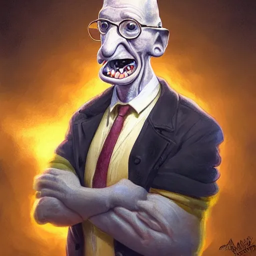 Image similar to clear portrait of mister burns, adorable appearance!!!, golden hour, happy apearance, cottagecore!!, background hyper detailed, character concept, full body, dynamic pose, intricate, elegant, highly detailed, digital painting, artstation, concept art, smooth, sharp focus, illustration, art by artgerm and greg rutkowski and alphonse mucha
