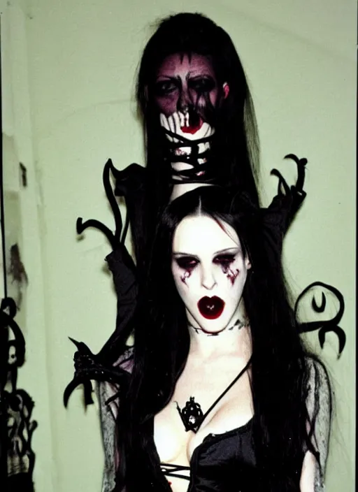 Image similar to candid photo of lana rhoades as a gothic vampire in the 1 9 9 0 s