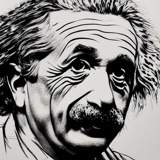 Image similar to a realistic yet scraggly portrait sketch of the side profile of albert einstein, trending on artstation, intricate details, in the style of frank auerbach, in the style of sergio aragones, in the style of martin ansin, in the style of david aja, in the style of mattias adolfsson