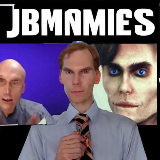 Prompt: jerma 9 8 5 holding an amongus imposter