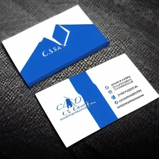 Image similar to a business card with logo for a real estate agent, blue and white color scheme, name of the company is casa hunting