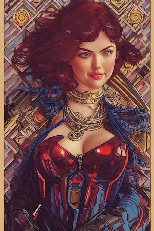 Image similar to optimus prime transformers : : kate upton body : : christina hendricks : : portrait : : full body : : decadent highly - detailed digital artwork : : art by mucha and rutkowski, artstation, master prime lenses, cinematic