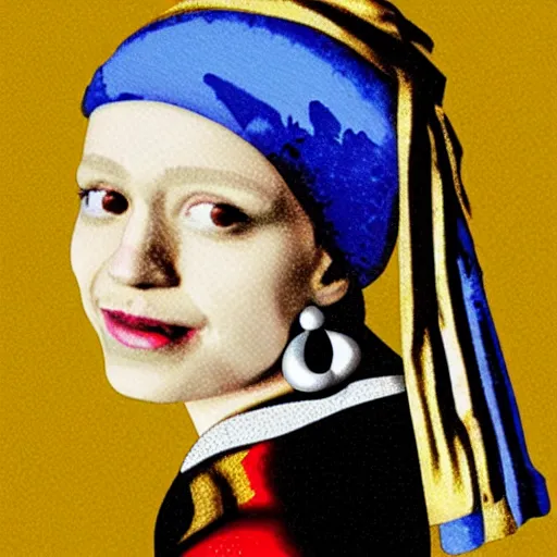 Image similar to Spiderman with a pearl earring by Vermeer