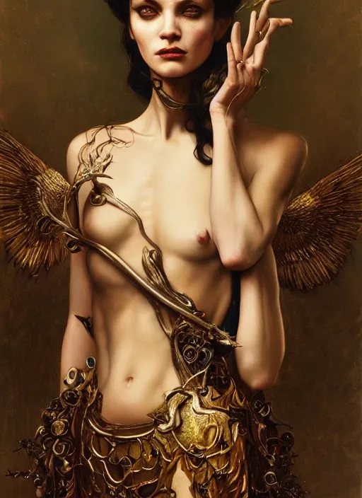 Image similar to highly detailed oil painting | very intricate | cinematic lighting | award - winning | witch pythoness fashion by alexander mcqueen | by roberto ferri, by tom bagshaw, by j. c. leyendecker and klimt, american romanticism, by austin osman spare, artstation, cgsociety, official art, octane