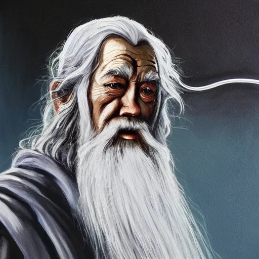 Image similar to gandalf as a robot, painting