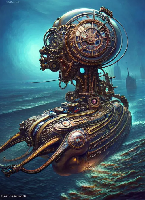 Prompt: hyper detailed ultra sharp of a silicone bodycore steampunk biocore overcrowded city submarine bioluminated trending on artstation, warpaint aesthetic, earthwave, colorful, psychedelic, ornate, intricate, digital painting, concept art, smooth, sharp focus, illustration, art by artgerm and greg rutkowski and h. r. giger, 8 k