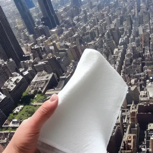 Image similar to paper towel falling off the empire state building