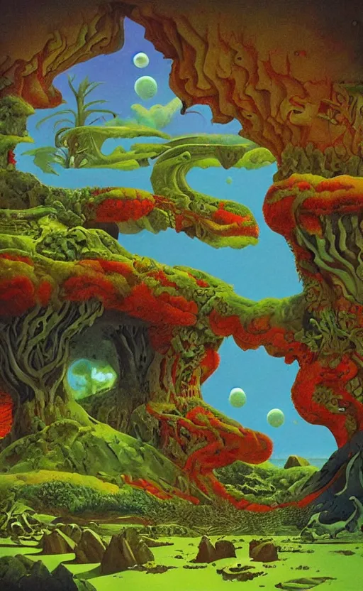 Image similar to the other world in the style of Roger Dean,