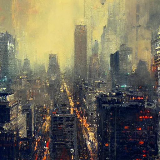 Prompt: a new york cityscape painting by jeremy mann, high resolution, 4 k