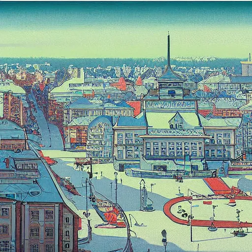 Prompt: Peoples of Minsk city painted in the style of kawase hasui, natural light, very detailed, 2022