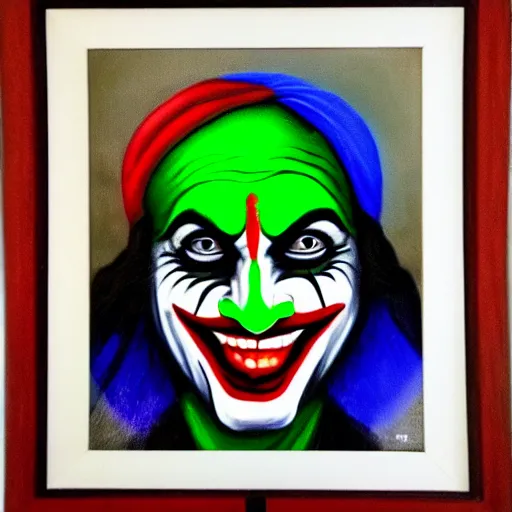 Prompt: indian joker oil paint masterpiece