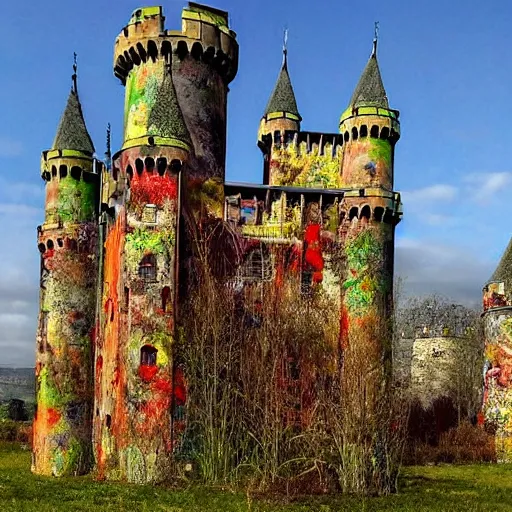 Image similar to a castle with many towers in a serene landscape by artur bordalo