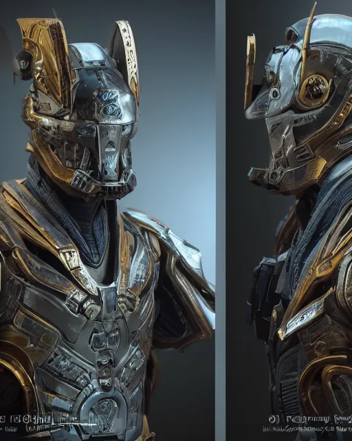 Image similar to a sci fi quarter - length portrait of a character from destiny by bungee studios wearing ornate armor made of sci fi metal plates, cinematic lighting, smooth, high detail, dark fantasy, unreal engine, octane render, art by vitaly bulgarov artstation, concept art by bungie studios, fog volumes, vivid color glow, post processing, cgsociety