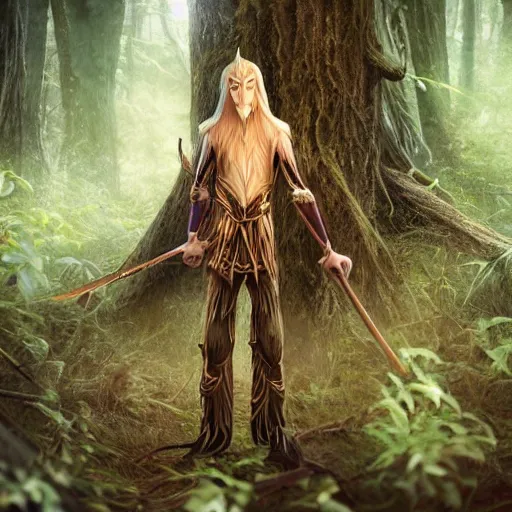 Prompt: A tall slim male wood elf fungus druid posing in a mystical forest, long blonde hair, fungi, glowing, wooden armor, magical, fantasy, medieval, highly detailed, dynamic lighting, cinematic, dramatic, sharp focus, focus on face, masterpiece, trending on artstation, concept art, digital painting