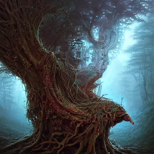 Image similar to lonely hedgehog tree opalescent walkway quantum digital art matte painting hyper realism sharp focus intricate details by tomasz alen kopera, victo ngai, greg rutkowski, tim white, beksinski, artgerm, paul lehr, andreas rocha