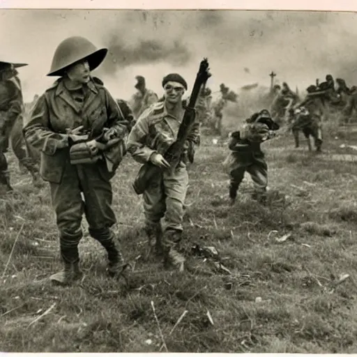 Image similar to alien invasion, world war 2, old photograph