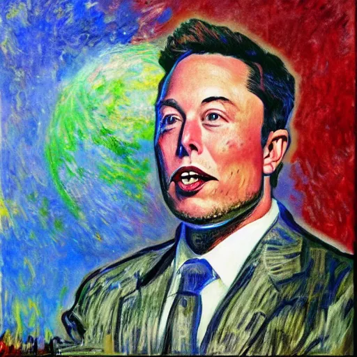 Image similar to elon musk, painting by Monet