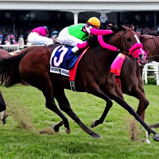Prompt: horse with six legs wins the kentucky derby, high resolution, sports photograph,