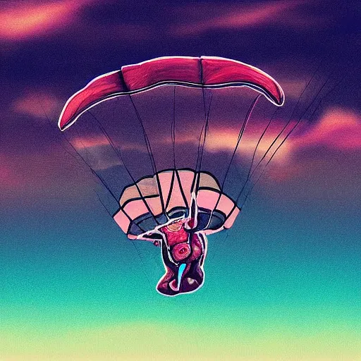 Prompt: Skydiving elephant, digital art