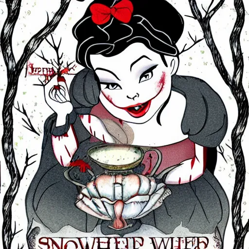 Image similar to snow white horror illustration