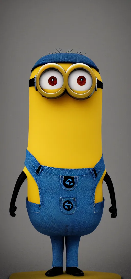 Image similar to phone wallpaper of a photo portrait of a minion posing, professional photo