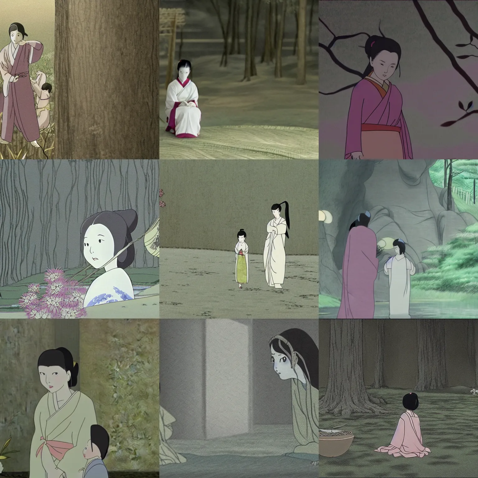 Prompt: a film still from the tale of the princess kaguya ( 2 0 1 3 )