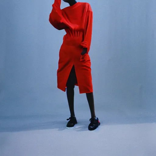 Image similar to realistic photoshooting for a new balenciaga!!! lookbook, color film photography, photo of a woman, photo in style of tyler mitchell, 3 5 mm