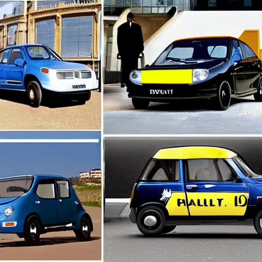 Image similar to evolution of Renault cars from 1910 to 2010, 5 steps