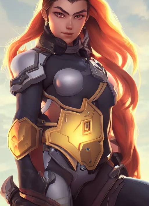 Prompt: character portrait of a fusion of Brigitte from Overwatch and Genji from Overwatch by ArtGerm and Tom Bagshaw, 4k, highly detailed, cinematic lighting, characters merged