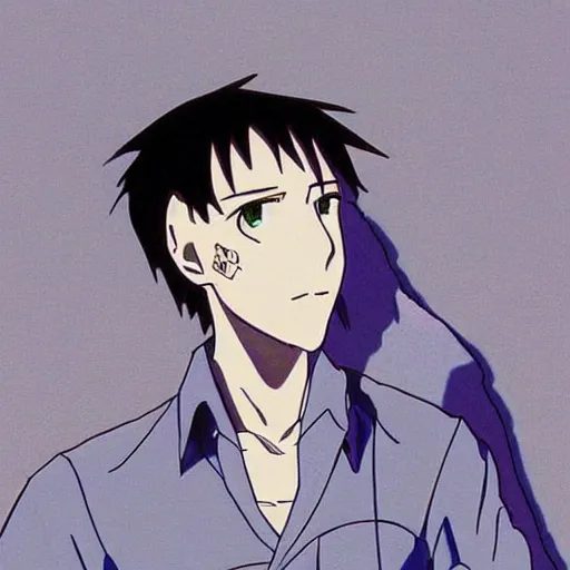 Prompt: shinji from evangelion, highly detailed, realistic, photographic