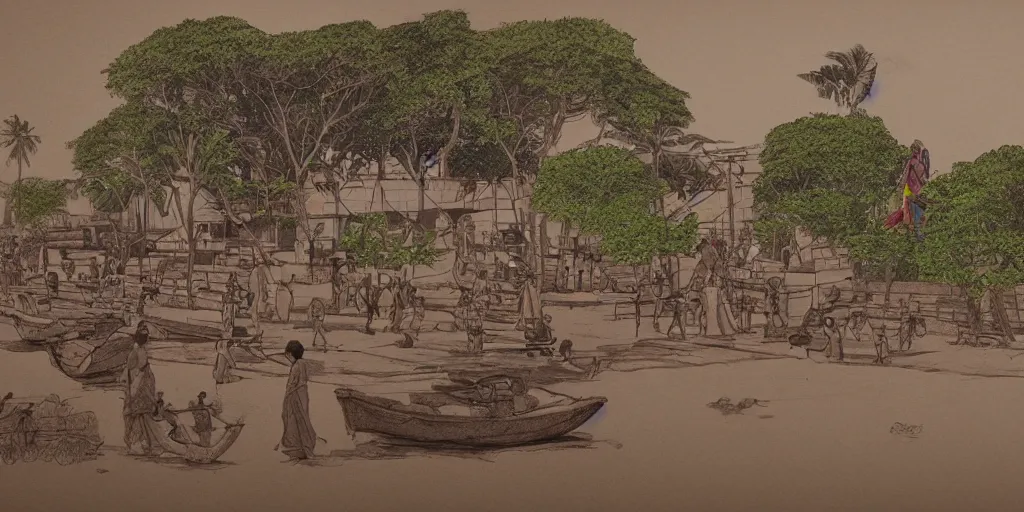 Image similar to jaffna sri lanka, drawn by studio ghibili