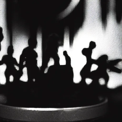 Image similar to a 2 8 mm macro photo of league of legends in silhouette in the 1 9 7 0 s, bokeh, canon 5 0 mm, cinematic lighting, dramatic, film, photography, golden hour, depth of field, award - winning, 3 5 mm film grain, low angle