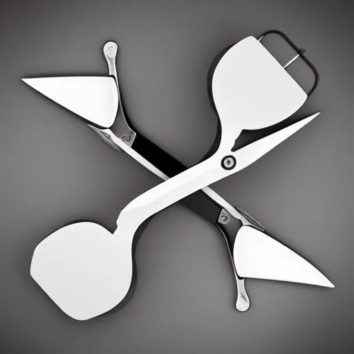 Image similar to “automated scissors by dieter rams, full product photo, keyshot render, white smooth industrial design, apple computer scissors”