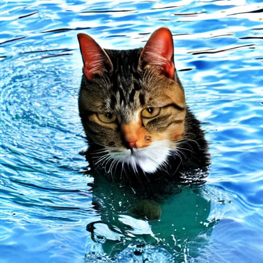 Image similar to cat swimming in the ocean