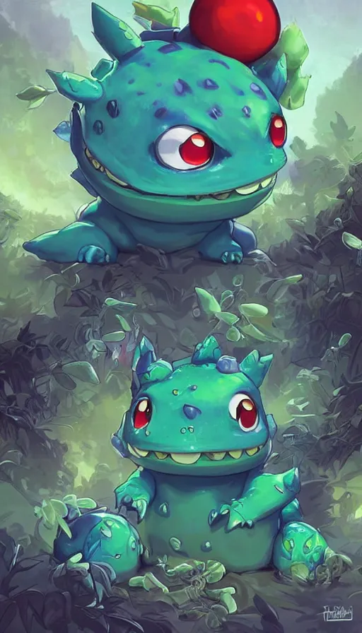 Image similar to lofi BioPunk Pokemon Bulbasaur portrait Pixar style by Tristan Eaton_Stanley Artgerm and Tom Bagshaw,