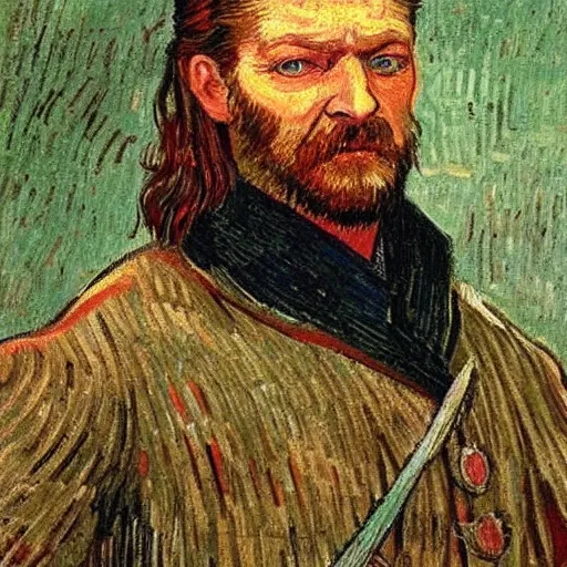 Image similar to detailed portrait of Eddard Stark as an 1890s painted by van gogh