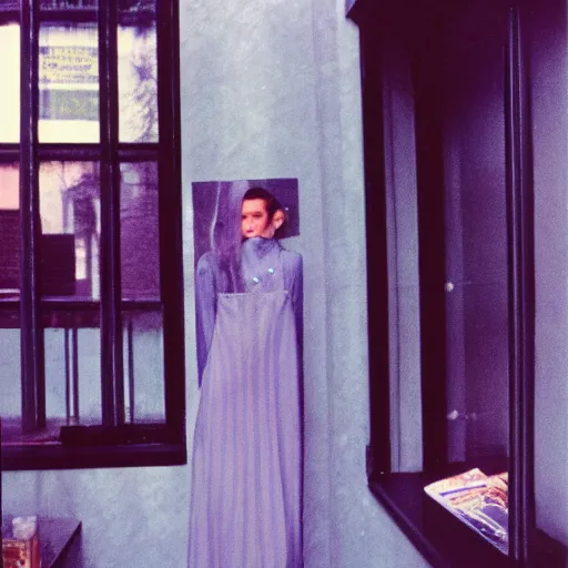 Image similar to 90s polaroid, ethereal, blue, by Saul Leiter, Jamel Shabazz, Nan Goldin