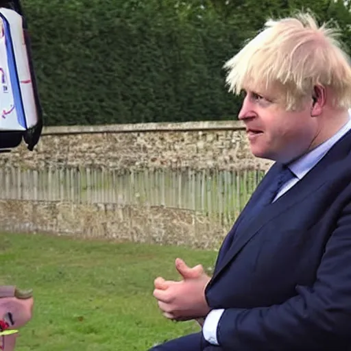 Prompt: boris johnson being interviewed about his teddy