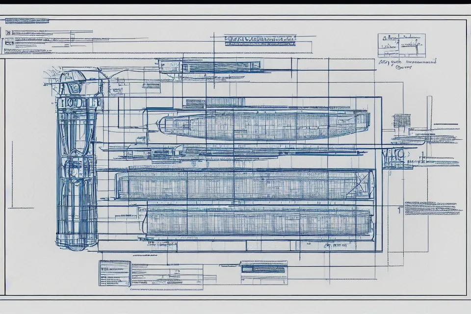 Prompt: Blueprint showing the design plan of Time machine.