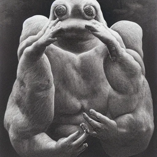 Image similar to a portrait of a tardigrade from the terrifying and incomprehensible beyond, body horror, by gerard brom, zdzisław beksinski and ansel adams