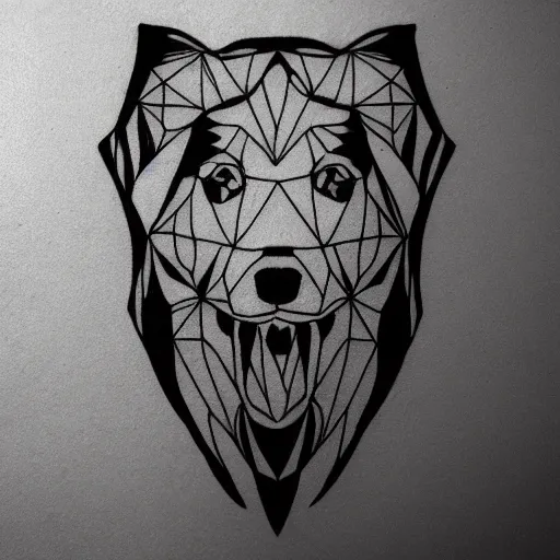 Image similar to tattoo design, stencil, tattoo stencil, traditional, a world famous tattoo of a geometric dog