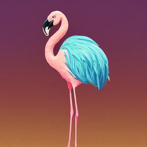 Prompt: A fickle flamingo is standing on a beach full of pink sand, highly detailed, neon artstyle, artstation, intricate, smooth, sharp focus, dark, horror, illustration, art by greg rutkowski and Yuumei, good clear quality, lighting, biology, symmetrical artwork, perfect face, 135 mm, cinematic, hyper realism, high detail, octane render, 8k, crimson highlights