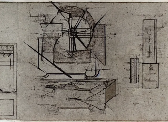 Image similar to computer design by leonardo da vinci