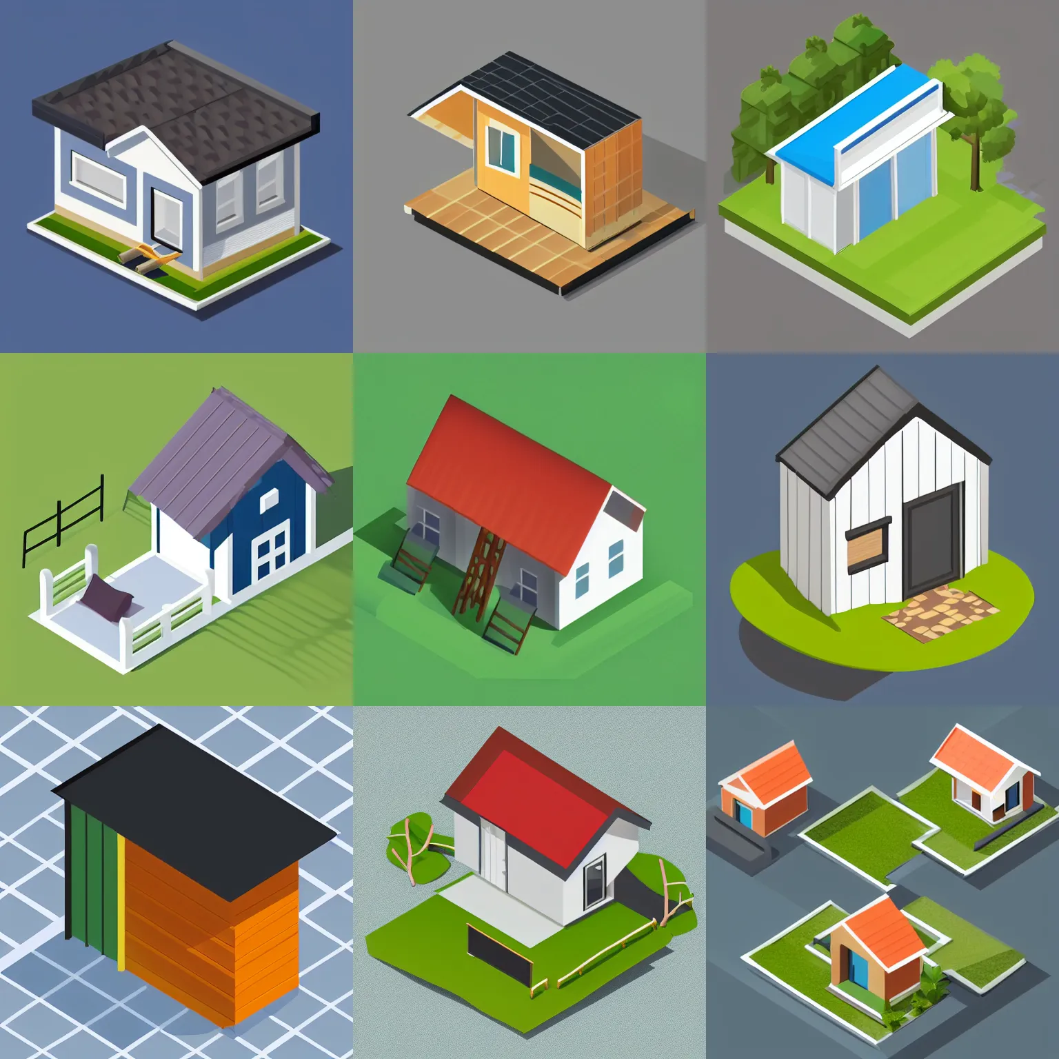 Prompt: webdesign icon for shed roof house, isometric