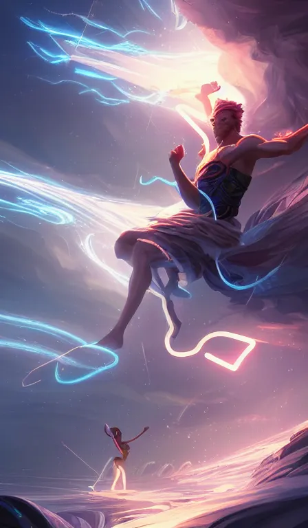 Image similar to the god zeus, lightning, action, epic, close up, sharp focus, digital art, concept art, dynamic lighting, character design by anna dittman, and rossdraws, environment design by jessica rossier