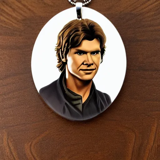 Image similar to an inlayed jewelry portrait of Han Solo